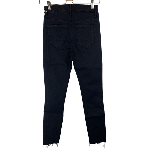 MOTHER NWT High Waist Looker Ankle  Fray Guilty Flash Beaded Stripe Black Jeans - Picture 5 of 14